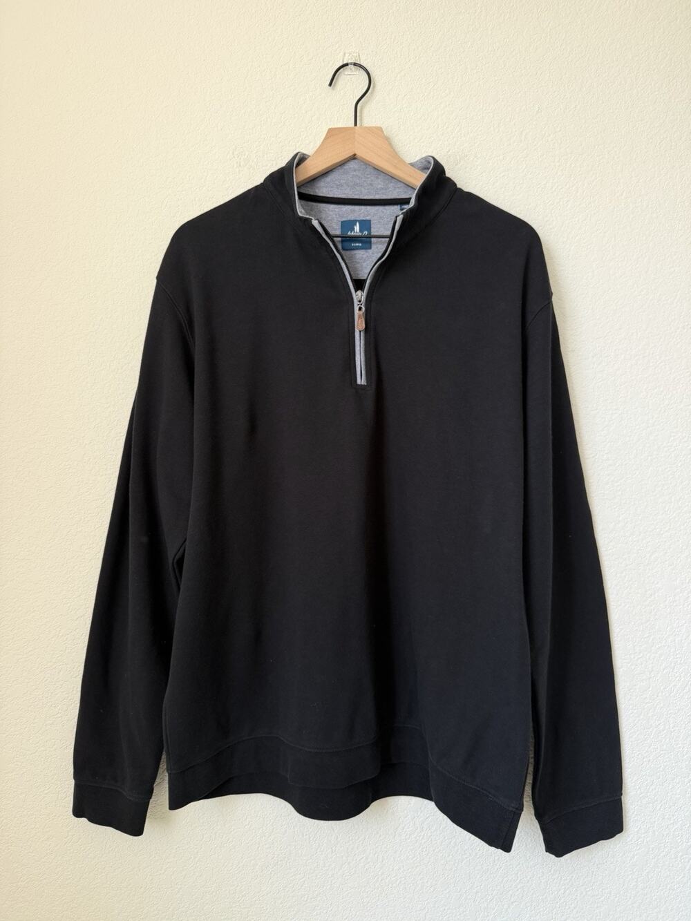 Johnnie O Sully 1/4 Zip Pullover Men’s XL Contrast Inside Collar Leather Puller